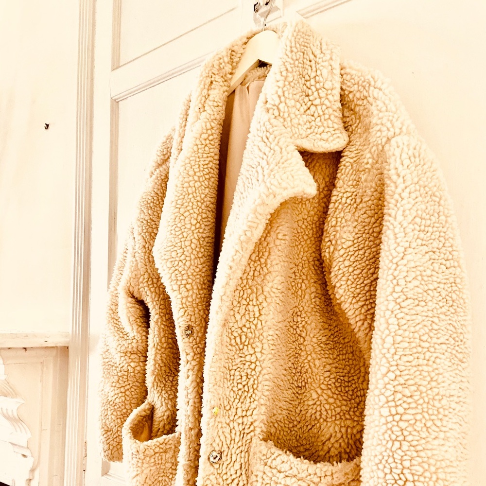 Primark shearling long coat size UK 12 US 8
